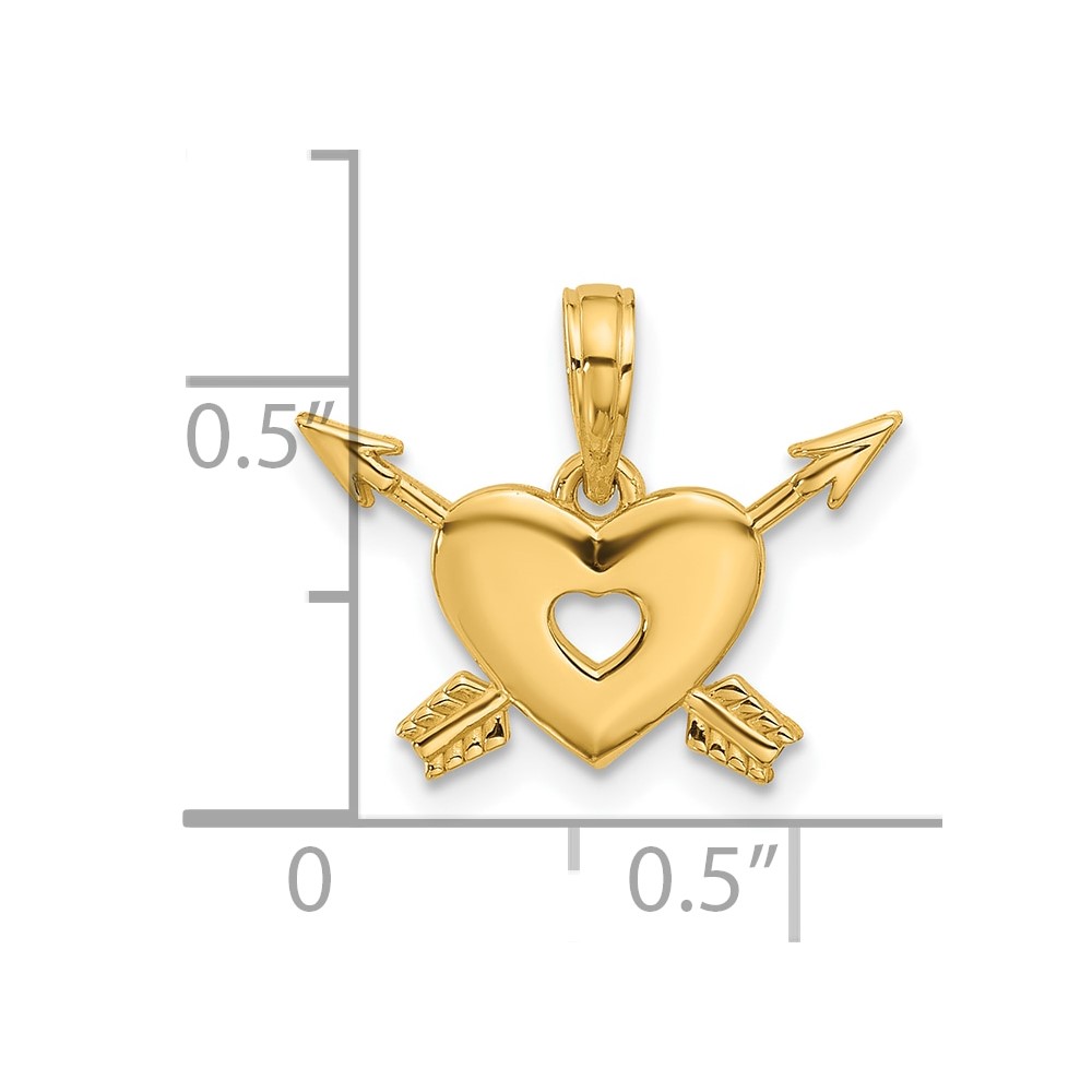 14K Polished Heart and Arrows Charm (D5568)