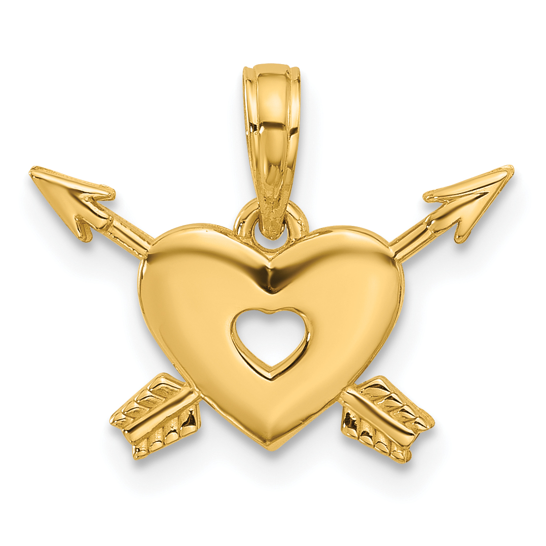 14K Polished Heart and Arrows Charm (D5568)