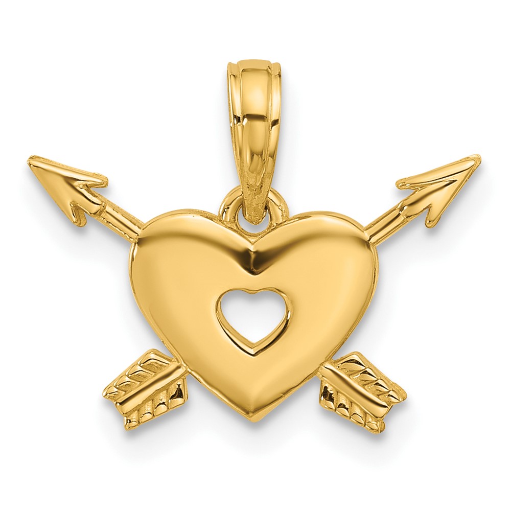 14K Polished Heart and Arrows Charm (D5568)
