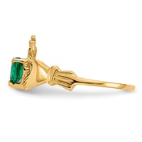 14K Green CZ Polished Claddagh Ring view 4