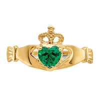 14K Green CZ Polished Claddagh Ring view 5