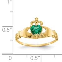 14K Green CZ Polished Claddagh Ring view 3
