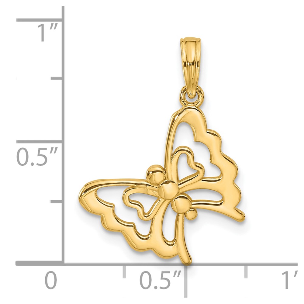 14K Polished Fancy Butterfly Charm (D5587)