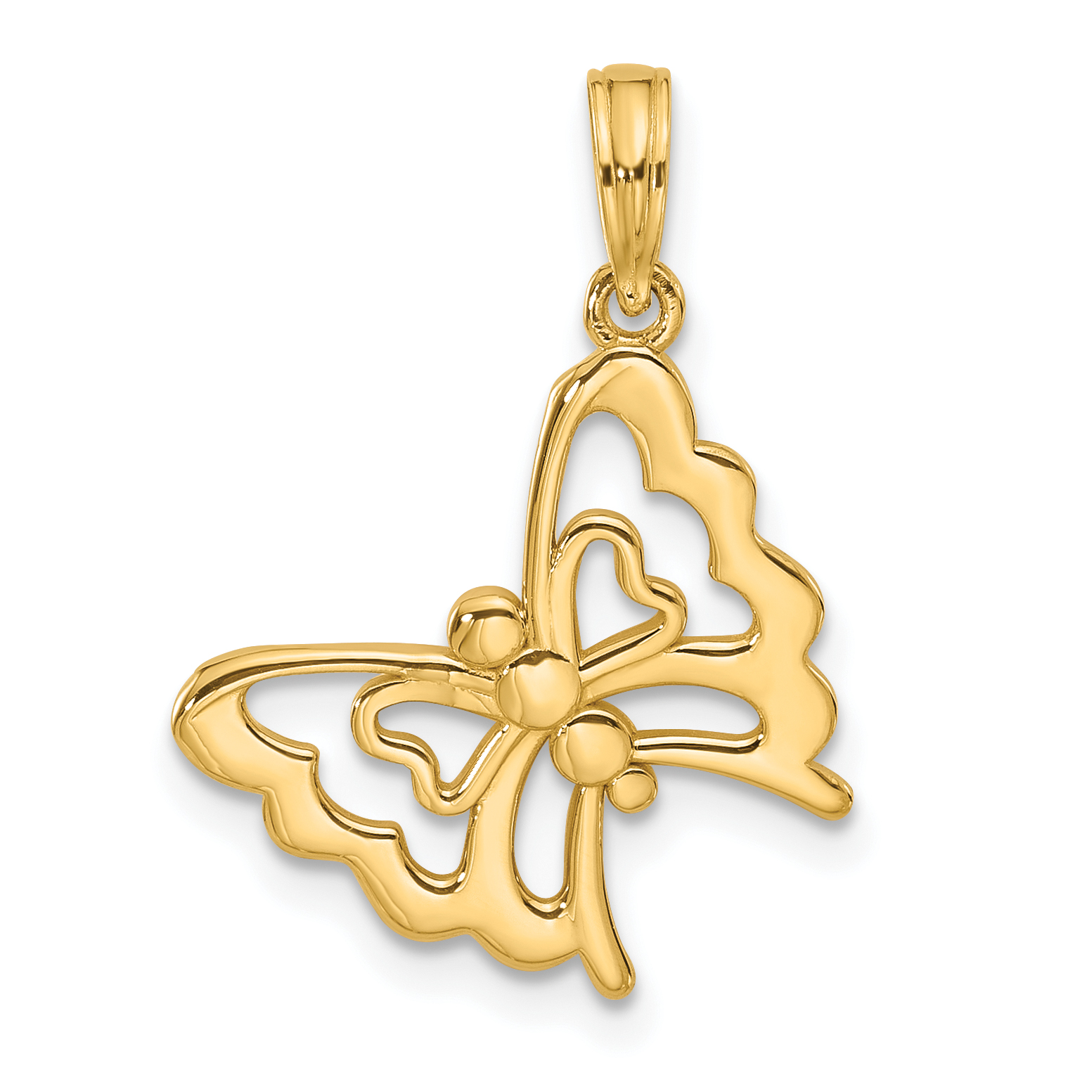14K Polished Fancy Butterfly Charm (D5587)