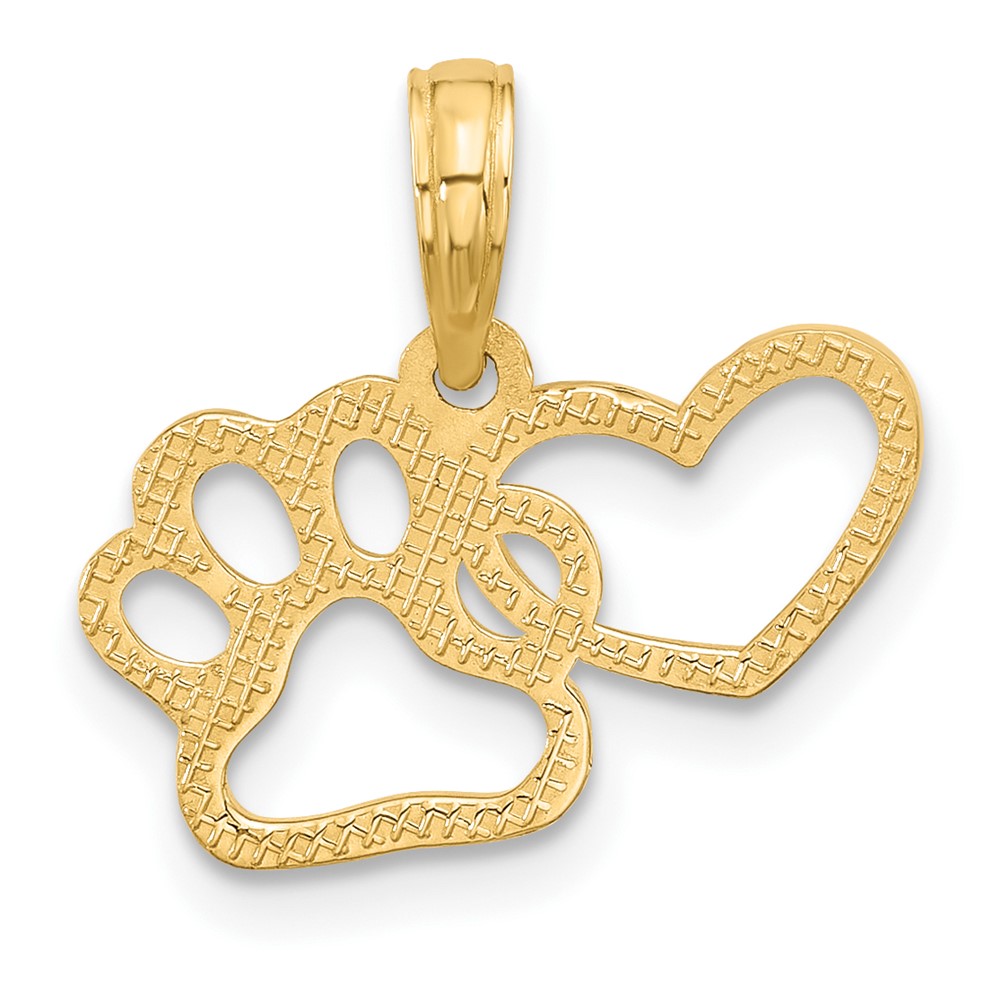 14K Polished Fancy Heart and Paw Charm (D5602)