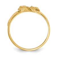 14K Yellow Gold Satin and Diamond-Cut Plumeria Ring view 2