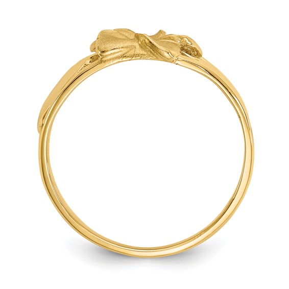 14k Satin and Diamond-Cut Plumeria Ring