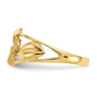 14K Yellow Gold Satin and Diamond-Cut Plumeria Ring view 4