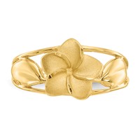 14K Yellow Gold Satin and Diamond-Cut Plumeria Ring view 5