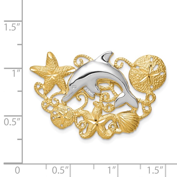 14k Two-tone Sea Life Fits 5mm/6mm Omega Slide