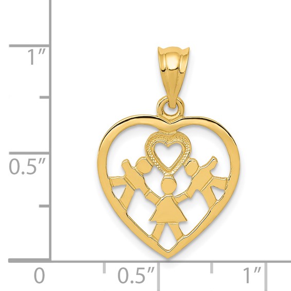 14k 3 Kids in Heart Charm