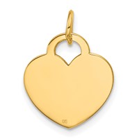 14K Yellow Gold Polished Engravable 15mm Heart Disc Pendant view 3