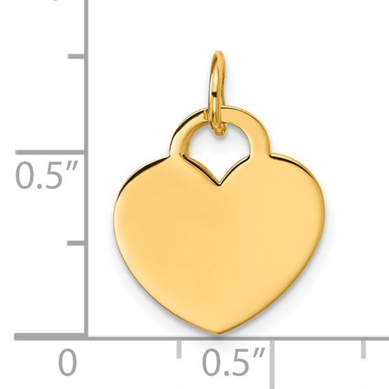 14K Polished Engravable 15mm Heart Disc Pendant
