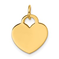 14K Yellow Gold Polished Engravable 15mm Heart Disc Pendant view 1