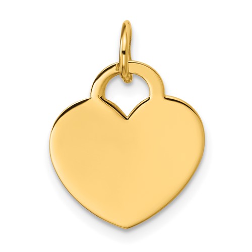 14K Yellow Gold Polished Engravable 15mm Heart Disc Pendant