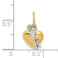 14K Two-tone Polished Moveable Key and Heart Lock Charm view 3