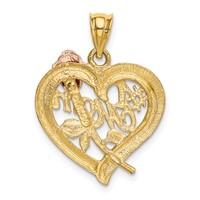 14K Two-Tone Charm with White Rhodium #1 Mom view 3