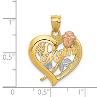 14K Two-Tone Charm with White Rhodium #1 Mom view 4
