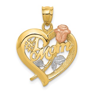 14k Two-Tone with White Rhodium #1 MOM Charm