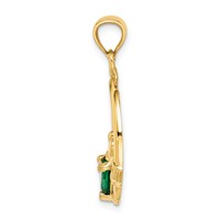 14K Yellow Gold Claddagh Pendant with Green CZ view 2