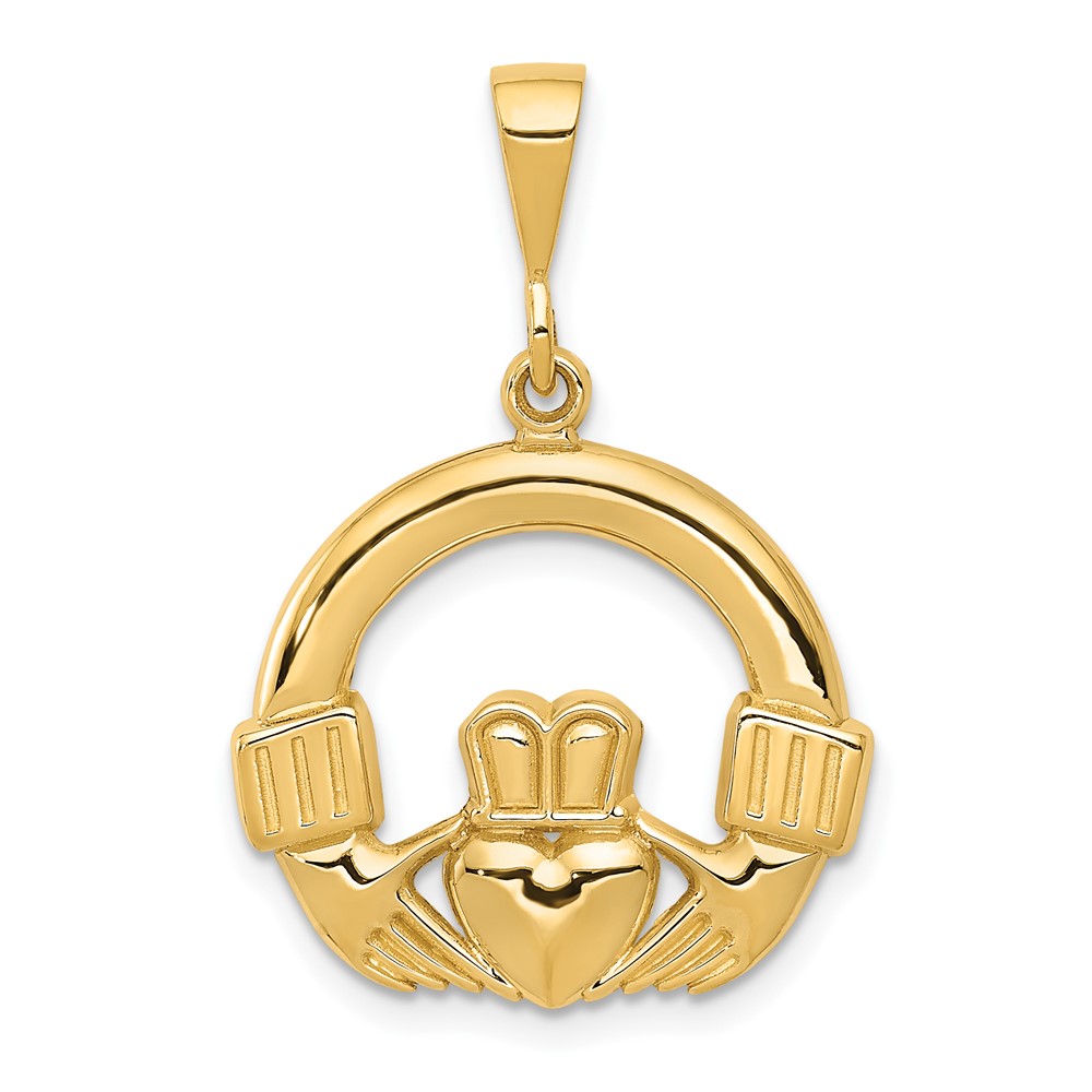 14K Yellow Gold Claddagh Pendant