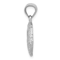 14K White Gold Brushed Diamond-cut Sand Dollar Pendant view 2