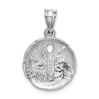 14K White Gold Brushed Diamond-cut Sand Dollar Pendant view 3