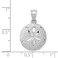 14K White Gold Brushed Diamond-cut Sand Dollar Pendant view 4