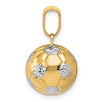 14K and White Rhodium 3-D Puffed Soccer Ball Pendant view 2