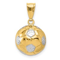 14K and White Rhodium 3-D Puffed Soccer Ball Pendant view 1