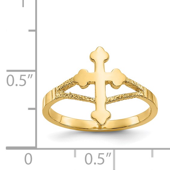 14k Polished Cross Ring