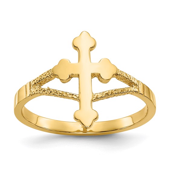 14k Polished Cross Ring