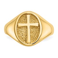 14K Yellow Gold Polished Eternal Life Cross Ring view 5