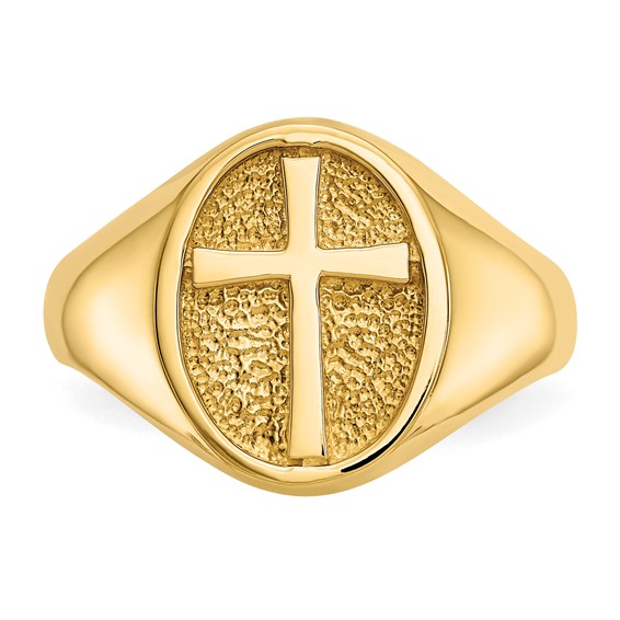 14k Polished Eternal Life Cross Ring