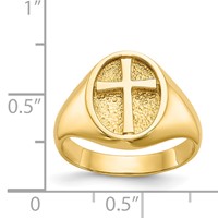 14K Yellow Gold Polished Eternal Life Cross Ring view 3