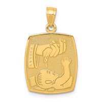 14K Satin and Polished Baptism Rectangular Pendant view 1