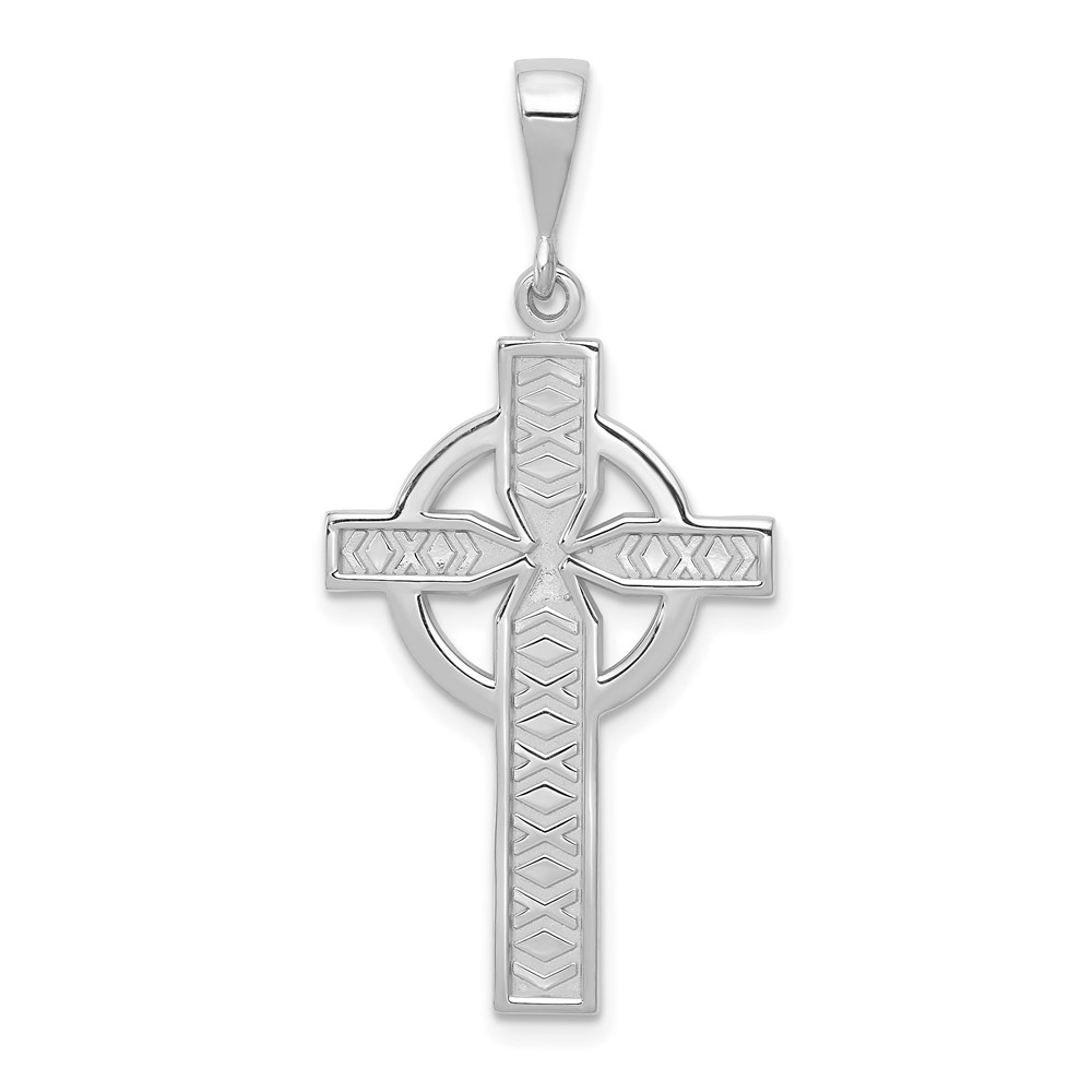14K White Gold Celtic Cross Charm