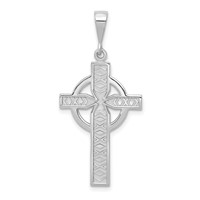 14K White Gold Celtic Cross Charm view 1