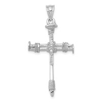 14K White Gold Nail Cross Pendant view 4