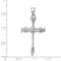14K White Gold Nail Cross Pendant view 3