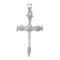 14K White Gold Nail Cross Pendant view 1