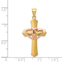 14K Two-tone Double Heart Cross Charm view 3