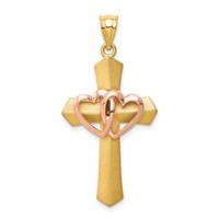 14K Two-tone Double Heart Cross Charm view 1