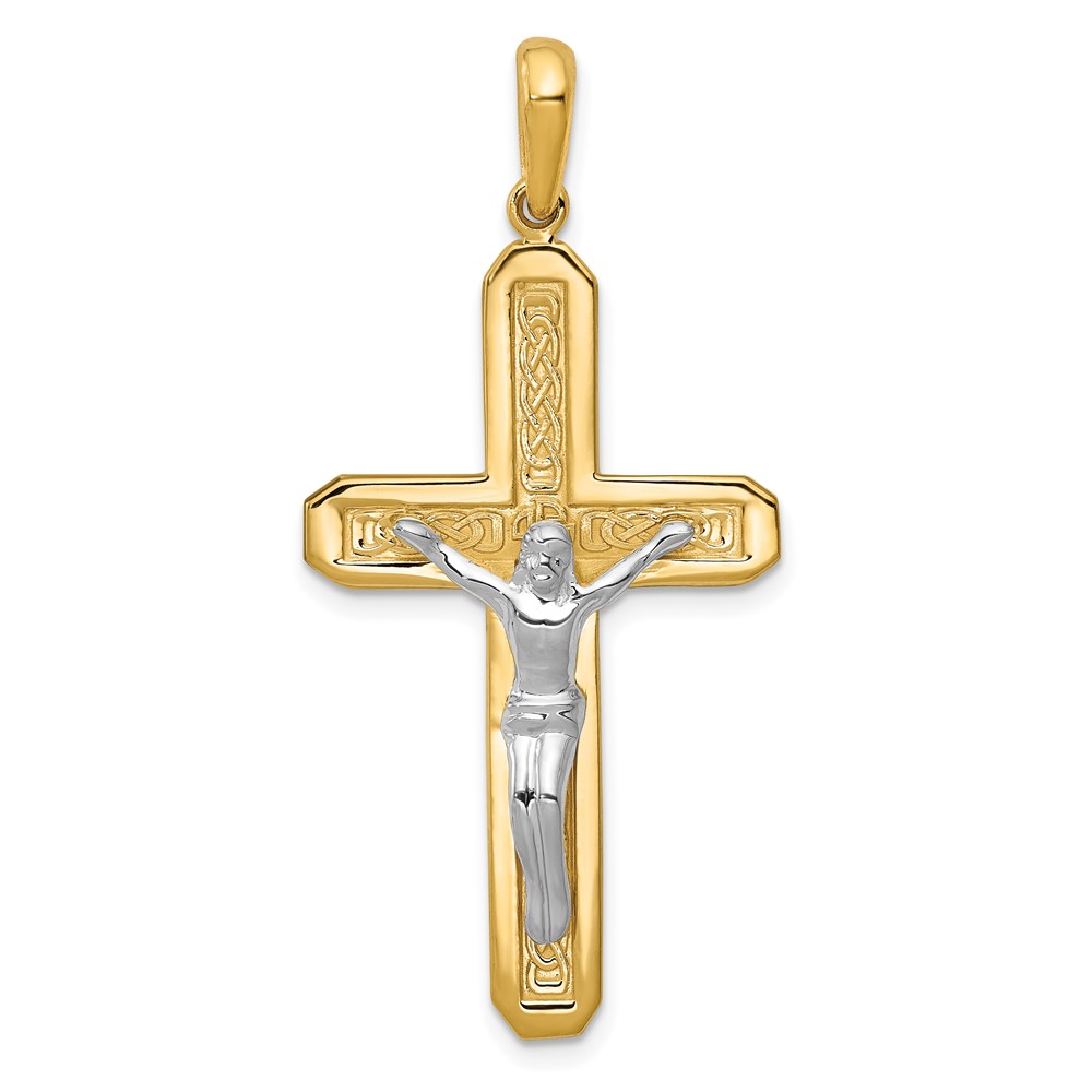 14K Two-tone Crucifix Pendant