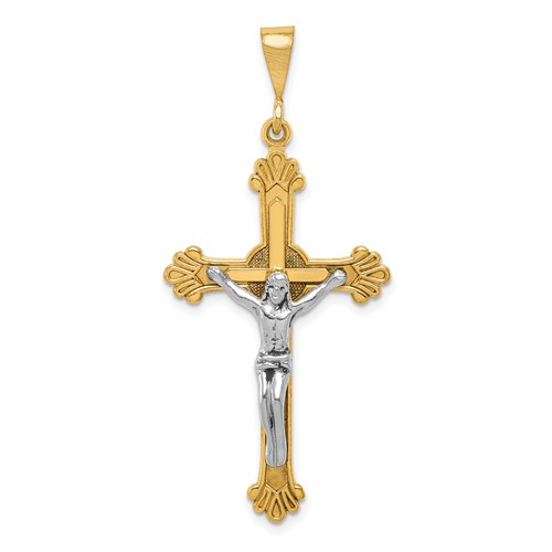 14K Two-tone Crucifix Pendant