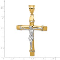 14K Two-tone CZ Crucifix Pendant view 4