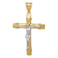 14K Two-tone CZ Crucifix Pendant view 1