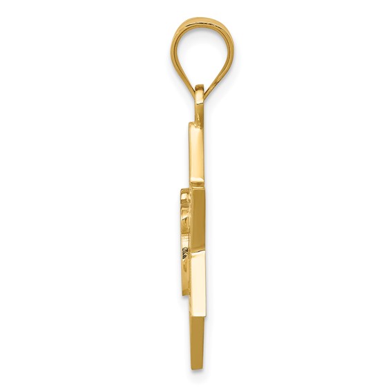 14k Solid Polished Chai in Star of David Charm