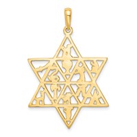 14K Yellow Gold 12 Tribes Star of David Pendant view 4