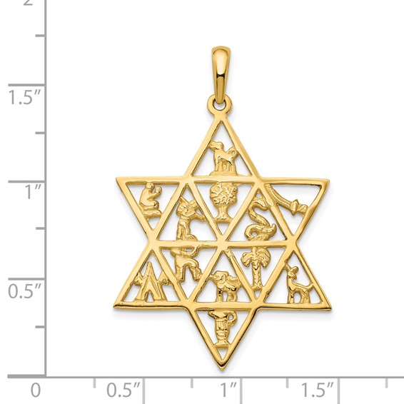 Gold Twelve Tribes Star of David Pendants